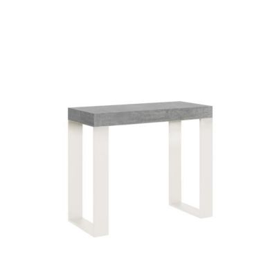 Console muraleConsole Extensible 90x40/300 cm Tecno Gris Béton cadre Blanc