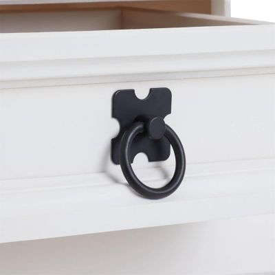 Console style mexicain en pin massif blanc avec 3 tiroirs et 1 etagere