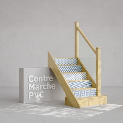 Contremarche Escalier PVC - Rétro Bleu Pétrole H. 17 x L. 98 cm - Lot de 5