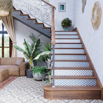Contremarche Escalier PVC - Rétro Bleu Pétrole H. 17 x L. 98 cm - Lot de 5