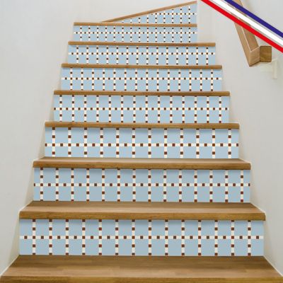 Contremarches PVC pour escalier - bleu - Lot de 5 (18x100 cm)