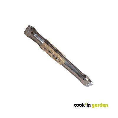 COOK'IN GARDEN Pince barbecue Essentiel - Allume tout flexible - Manche en bois et inox