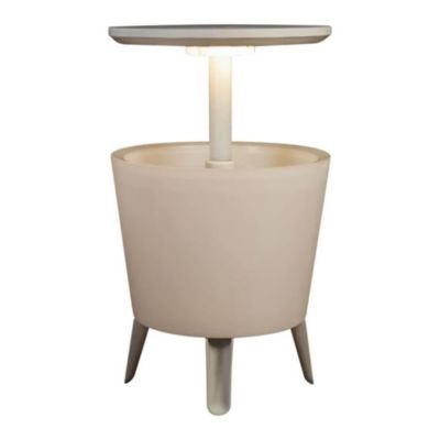 Cool bar lumineux Glacière lumineuse LED, avec table rétractable, 57x 50 x 50 cm, blanc (231366)