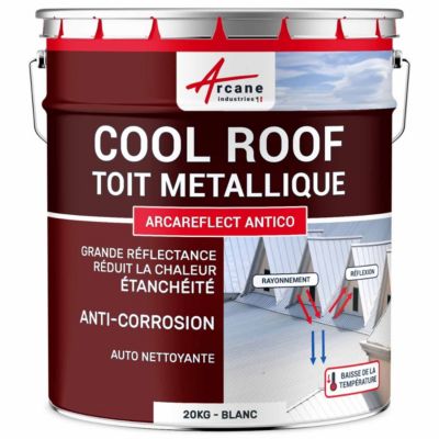 Cool Roof spécial toit métallique, Peinture anti chaleur : Arcareflect Antico Blanc - 20 kg - ARCANE INDUSTRIES