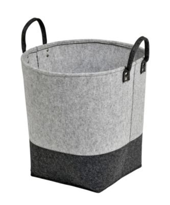 Corbeille à bûches en feutrine gris et noir L.50 x l.50 x H.50 cm, Dixneuf Alara