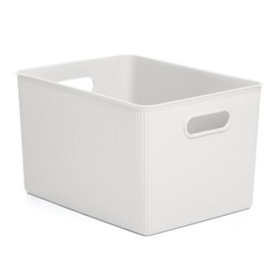 Corbeille de rangement salle de bains 22L, l.29,4 x H.23 x P.38,5 cm, en polypropylène blanc Tatay Baobab