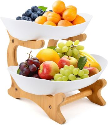 Corbeille à Fruits 2 Étages Bambou