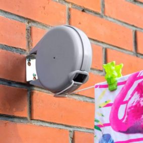 Corde à Linge Rétractable de 15 m pour Vêtements, Étendoir à Linge très Robuste et Résistant, Mécanisme Rétractable Automatique,
