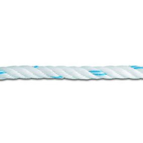 Corde polypropylène 20mm Blanche fil bleu au mètre