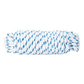 Corde tressée en polypropylène blanche et bleue DIALL ø12mm, 15 m