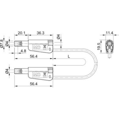 Cordon de mesure de sécurité 4 mm 200 cm jaune, 32 A, 600 V
