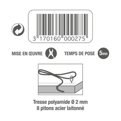 Cordon de suspension nylon avec pitons