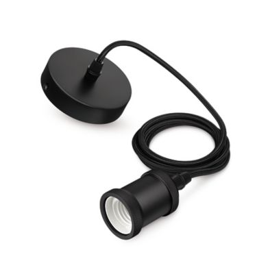 Cordon pour suspension avec douille noir, Philips Moderne - E27 IP20 L.2 m