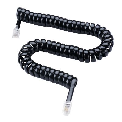 Cordon RJ9 mâle / RJ9 mâle spiralé noir