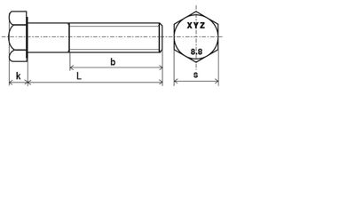 Corps de boulon LENNIE - zingué blanc - M16x60 - boîte de 25 - filetage partiel