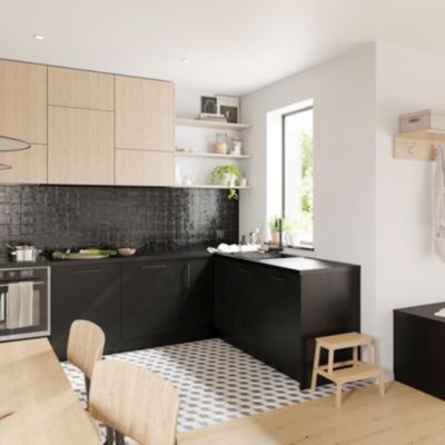 Côté de remplacement bas droit Goodhome Chia décor chêne clair H. 72 cm x l. 57 cm x Ep. 18 mm