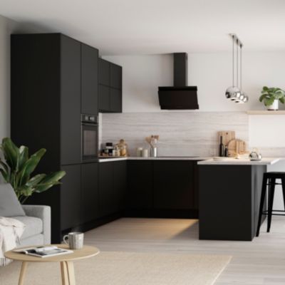 Côté de remplacement bas droit Goodhome Pasilla noir H. 72 cm x l. 57 cm x Ep. 18 mm