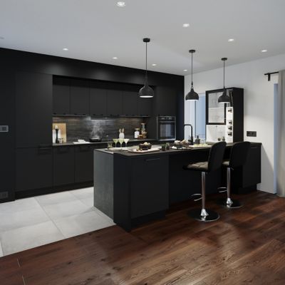Côté de remplacement bas droit Goodhome Pasilla noir H. 72 cm x l. 57 cm x Ep. 18 mm