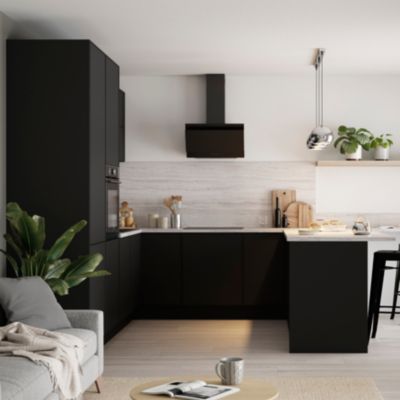 Côté de remplacement bas gauche Goodhome Pasilla noir H. 72 cm x l. 57 cm x Ep. 18 mm