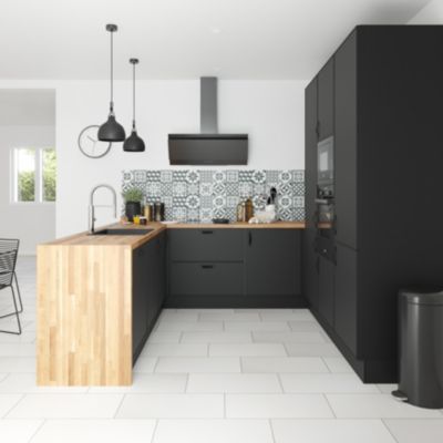 Côté de remplacement bas gauche Goodhome Pasilla noir H. 72 cm x l. 57 cm x Ep. 18 mm