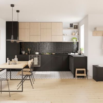 Côté de remplacement pour hotte GoodHome Chia décor chêne clair mat H. 32 cm x l. 36 cm x Ep. 18 mm