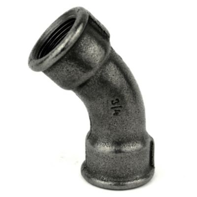 Coude 45 degrés grand rayon F/F fonte noire 12x17mm (3/8'')