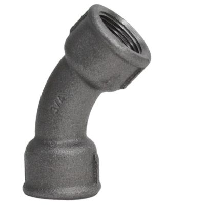 Coude 45 degrés grand rayon F/F fonte noire 12x17mm (3/8'')