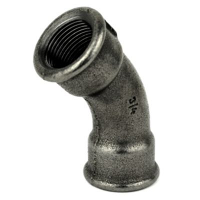 Coude 45 degrés grand rayon F/F fonte noire 33x42mm (1''1/4)