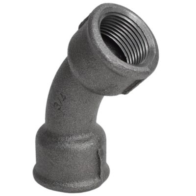 Coude 45 degrés grand rayon F/F fonte noire 33x42mm (1''1/4)