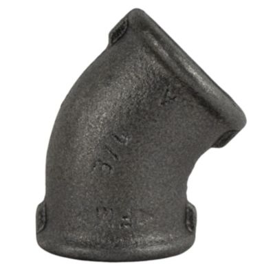 Coude 45 degrés petit rayon F/F fonte noire 20x27mm (3/4'')