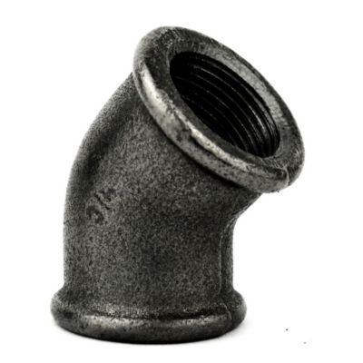 Coude 45 degrés petit rayon F/F fonte noire 20x27mm (3/4'')