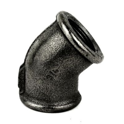 Coude 45 degrés petit rayon F/F fonte noire 20x27mm (3/4'')