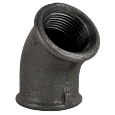 Coude 45 degrés petit rayon F/F fonte noire 20x27mm (3/4'')