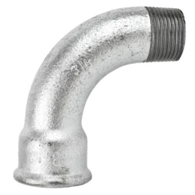 Coude 90 degrés grand rayon M/F fonte galvanisée 20x27mm (3/4'')