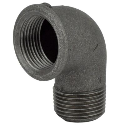 Coude 90 degrés petit rayon M/F fonte noire 15x21mm (1/2'')