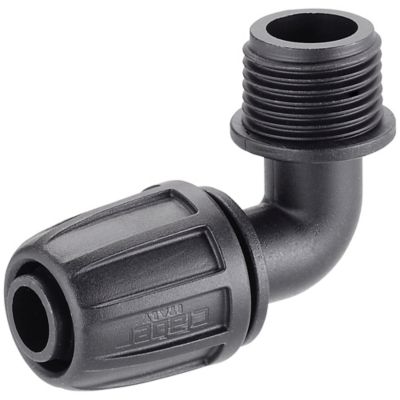 Coude 90° fileté mâle ø15/21 mm en plastique