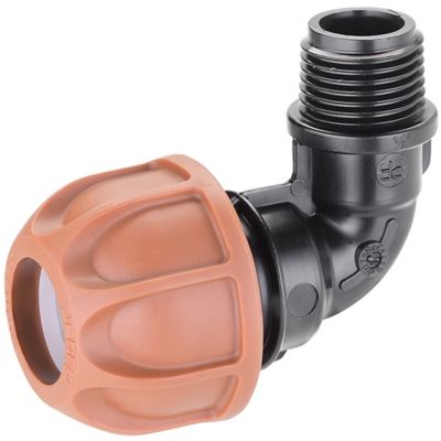 Coude diam.20 mm fileté 1/2" raccord mâle pour fin de ligne