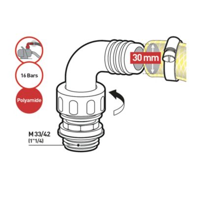 Coude mâle 3P D30-33-42 en plastique