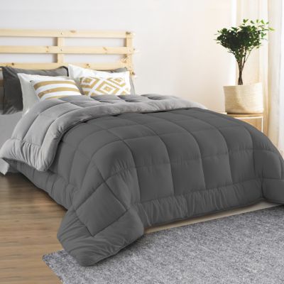 Couette 140x200 CM ZOE polaire biface gris clair et gris 400 gr