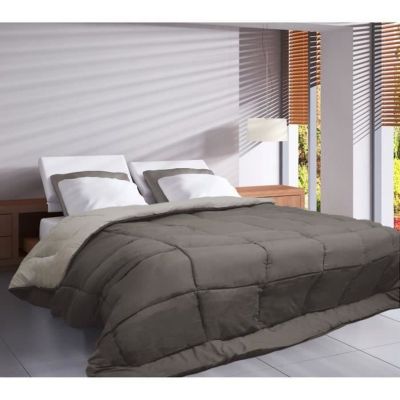 Couette chaude Microfibre Taupe & Lin 240 x 260 cm