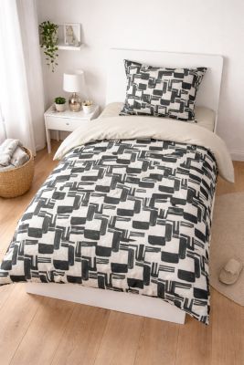 Couette légère imprimée / Uni gris clair - 1 personne 140 x200 - 29186