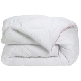 Couette sensation duvet en percale de coton 91 fils/cm² - 220 x 240 cm - 400 g/m² - Blanc - AUXENCE