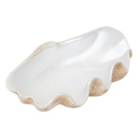 Coupelle "Oceane" résine blanc chaud L 36cm - Atmosphera
