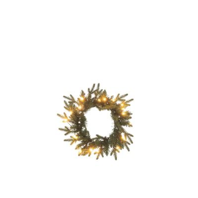 Couronne artificielle de 20 leds en métal vert D.40 cm