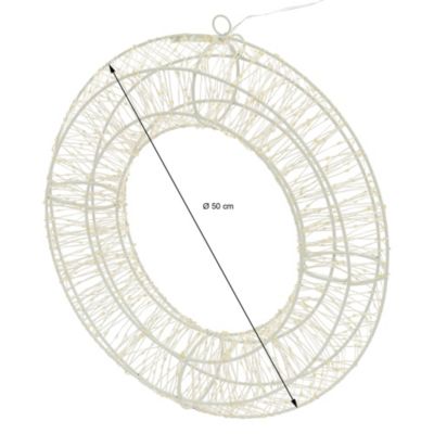 Couronne avec 1440 LEDs de Noel blanc chaud décoration lumineuse ronde 50 cm