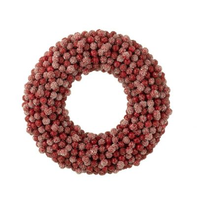Couronne de baies en résine rouge 35x6x35 cm