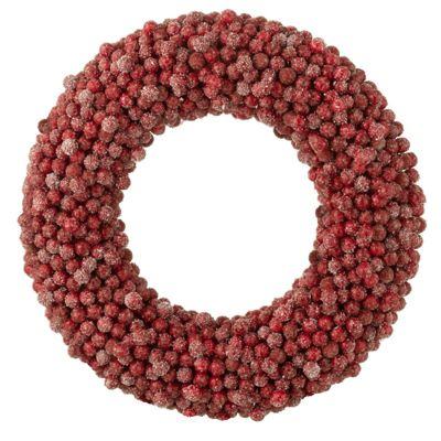 Couronne de baies en résine rouge 45x6x45 cm