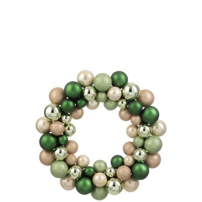 Couronne de boules de Noël en plastique vert D.35 cm