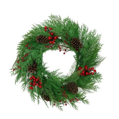 Couronne de Noël artificielle à baies rouges D60 cm - Little Grove