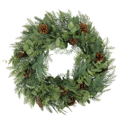 Couronne de Noël artificielle D45 cm - style evergreens - Little Grove